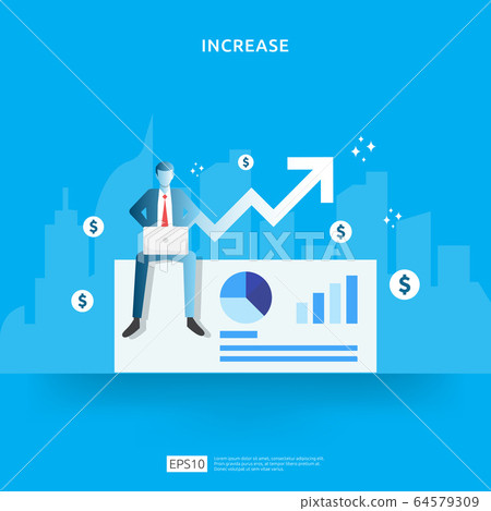 salary rate increase with growth up arrow and 64579309