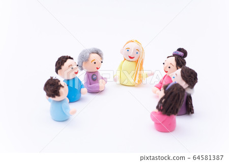 Handmade paper clay doll English conversation class International exchange group lesson meeting 64581387