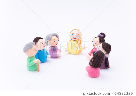Handmade paper clay doll English conversation class International exchange group lesson meeting 64581389