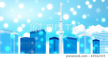 Corona virus Tokyo background 64582435
