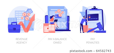 Tax payment stages vector concept metaphors. 64582743