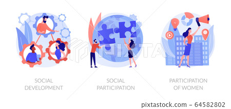 Social engagement abstract concept vector illustrations. 64582802