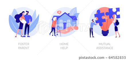 Caregiving and social support services abstract concept vector illustrations. Caregiving and social support services abstract concept vector illustrations. 64582833