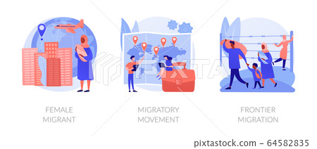 Refugees of war and gender discrimination abstract concept vector illustrations. Refugees of war and gender discrimination abstract concept vector illustrations. 64582835