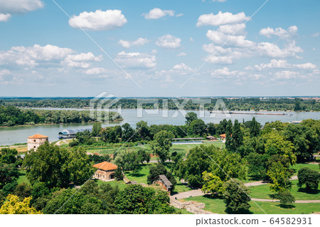 Kalemegdan Fortress park and Sava river in Belgrade, Serbia 64582931