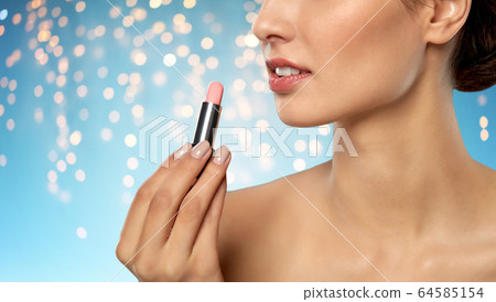 beautiful smiling young woman with pink lipstick beautiful smiling young woman with pink lipstick 64585154