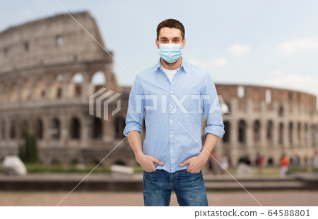 man wearing protective medical mask in italy 64588801