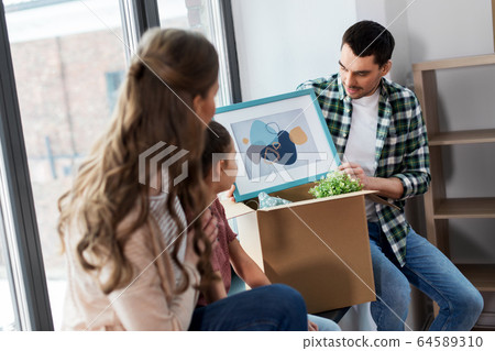 happy family with child moving to new home happy family with child moving to new home 64589310
