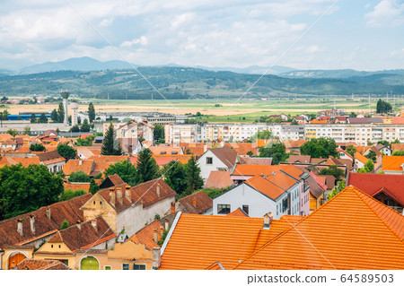 Rasnov old town and mountain in Rasnov, Romania 64589503