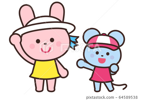 Prevention of heat stroke / Wearing a hat / Rabbit and mouse 64589538