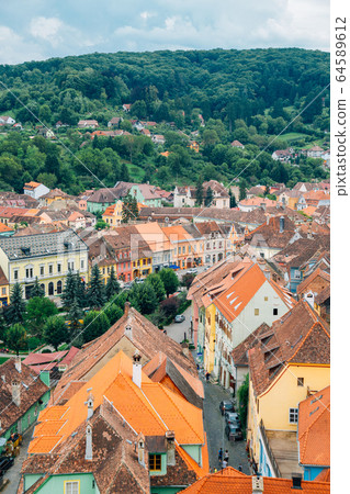 Sighisoara old town panorama view in Romania Sighisoara old town panorama view in Romania 64589612