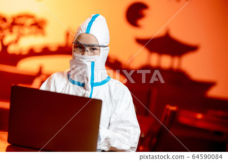 scientist virus technology asian protection person doctor 64590084