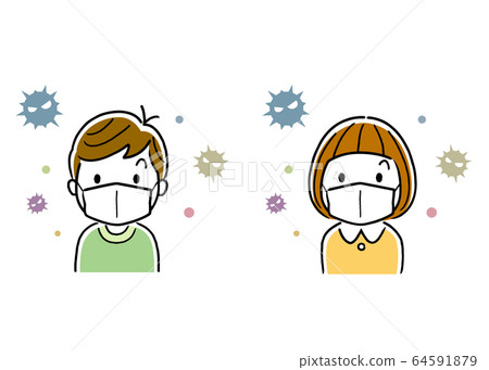 Stock illustration: boy and girl wearing masks Stock illustration: boy and girl wearing masks 64591879