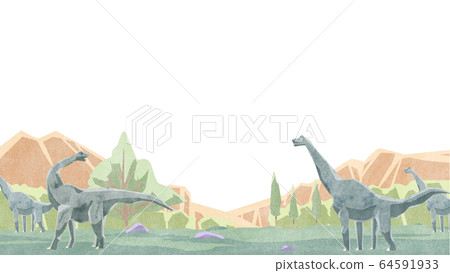 腕龍和草甸背景框架 64591933