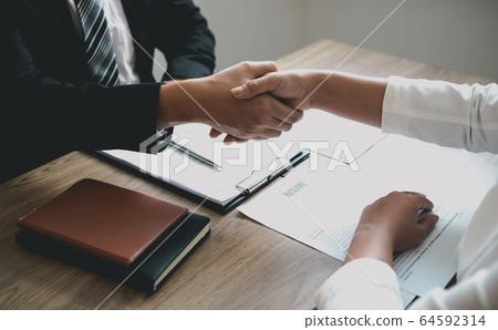 Manager and employee interview concept with 64592314