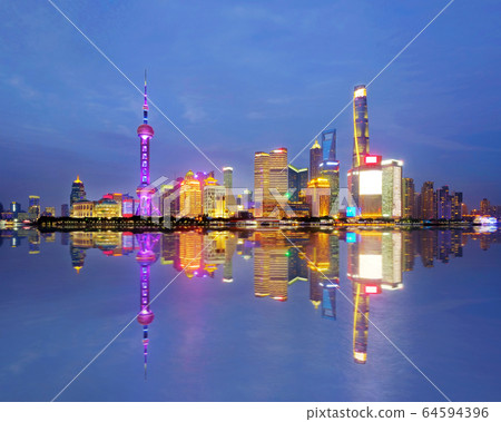 Shanghai city skyline Pudong side. Shanghai city skyline Pudong side. 64594396