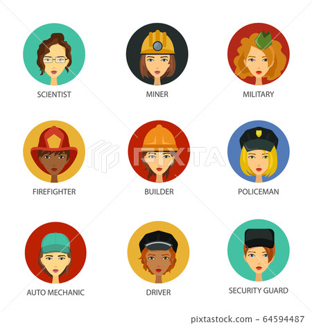 Women working in hard job set 64594487