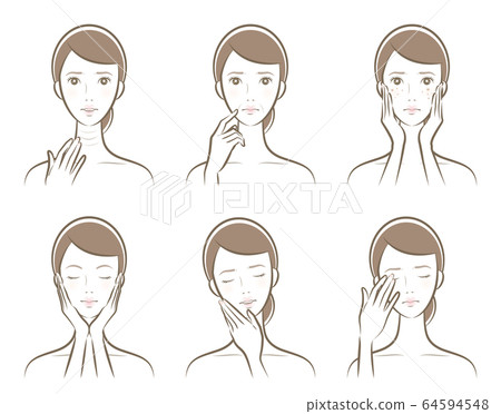 Illustration of a woman doing skincare Illustration of a woman doing skincare 64594548