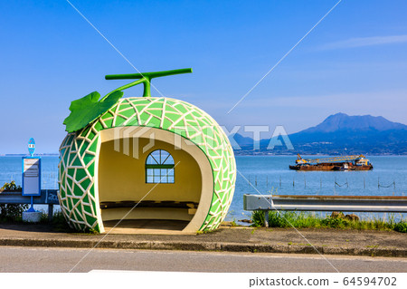 Fruit bus stop: Melon [Konagai Town, Isahaya City, Nagasaki Prefecture] 64594702