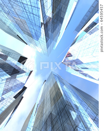 CG插圖三維矩形建築共管公寓徑向傾斜 64595457