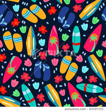 Summer beach seamless pattern. Vector background - Stock Illustration ...