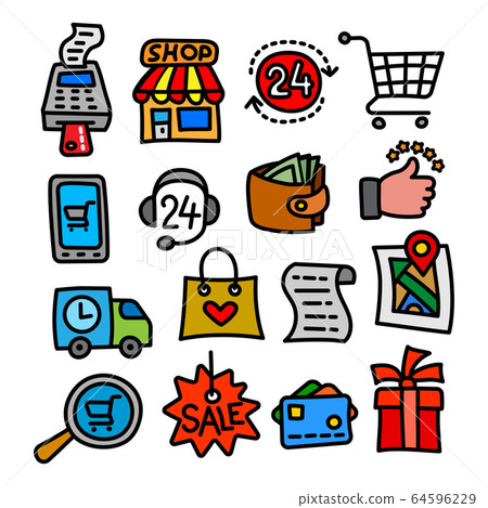 shopping icons 64596229