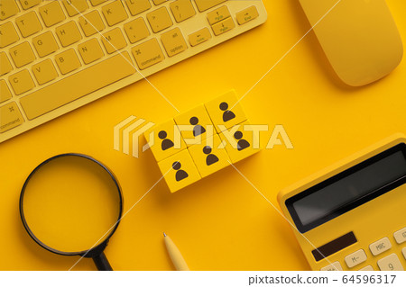 Business & HR icon on colorful puzzle Business & HR icon on colorful puzzle 64596317