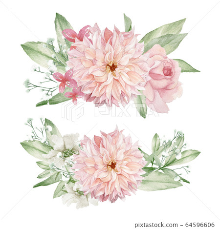 Watercolor Flowers Clipart, Floral Wedding... - Stock Illustration  [64596606] - PIXTA