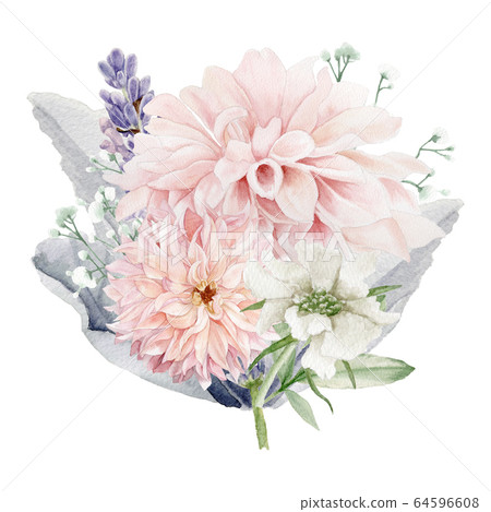 Watercolor Flowers Clipart, Floral Wedding Invitation 64596608