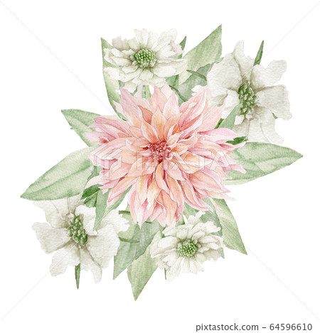 Watercolor Flowers Clipart, Floral Wedding Invitation 64596610