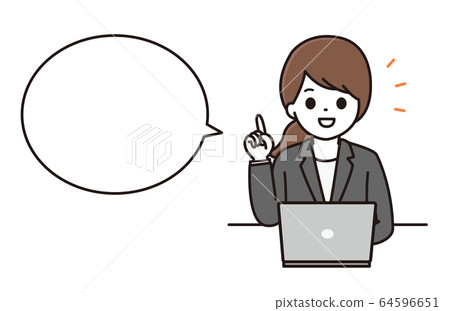 西裝女電腦點氣球圖 西裝女電腦點氣球圖 64596651