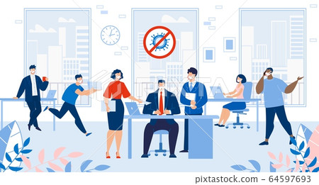 Busy Office Deadline after Covid19 Outbreak Stop 64597693