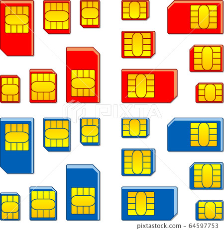 SIM card with shadow icon set vector illustration 64597753