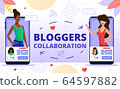 Popular Bloggers Collaboration Flat Vector Concept 64597882
