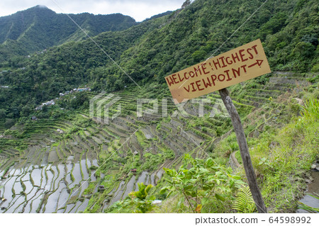 rice terrace, peak, summit 64598992