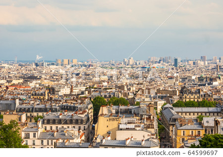 看從蒙馬特小山的黃昏的巴黎 看從蒙馬特小山的黃昏的巴黎 64599697