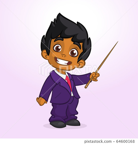 Cartoon little cute boy character presenting... - Stock Illustration ...