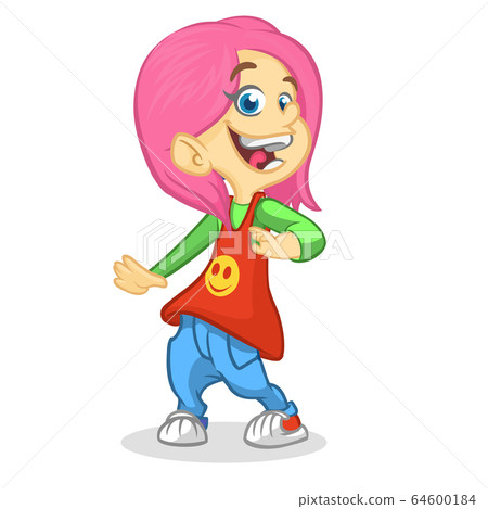 Vector color cartoon image of a cute teenage girl in fashion clothes Vector color cartoon image of a cute teenage girl in fashion clothes 64600184