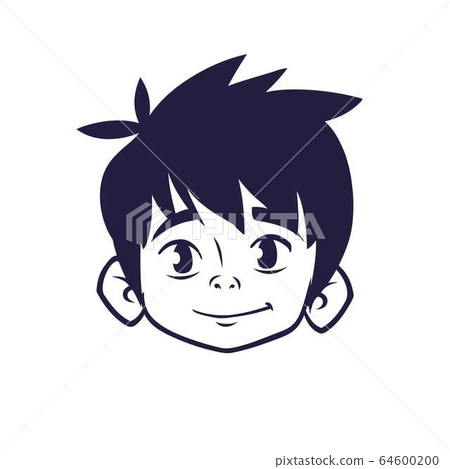 Happy Cartoon Boy Head Outline Vector Stock Illustration 64600200 Pixta