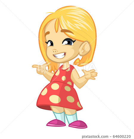 Vector illustration of a happy little girl in a... - Stock Illustration ...