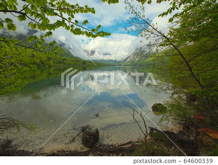 Bohinjsko jezero between mountains in Slovenia Bohinjsko jezero between mountains in Slovenia 64600339
