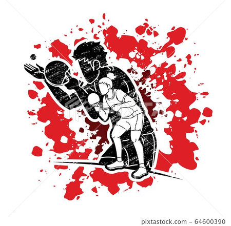 Group of Ping Pong players, Table Tennis players action cartoon sport graphic vector. Group of Ping Pong players, Table Tennis players action cartoon sport graphic vector. 64600390