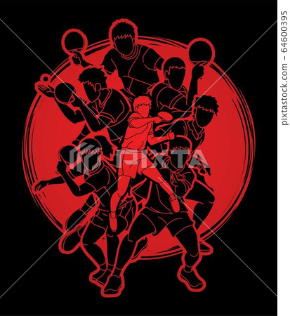 Group of Ping Pong players, Table Tennis players action cartoon sport graphic vector. Group of Ping Pong players, Table Tennis players action cartoon sport graphic vector. 64600395