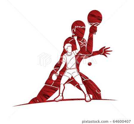Group of Ping Pong players, Table Tennis players action cartoon sport graphic vector. Group of Ping Pong players, Table Tennis players action cartoon sport graphic vector. 64600407