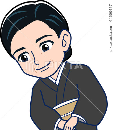 Woman in black kimono 64600427