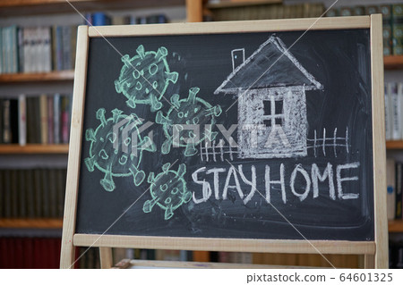 Hashtag stay at home. Outbreak Warning. written Hashtag stay at home. Outbreak Warning. written 64601325