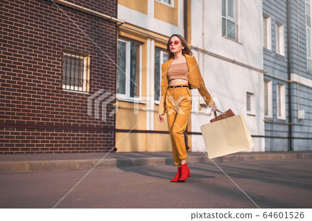 One Young Caucasian European girl Shopaholic One Young Caucasian European girl Shopaholic 64601526