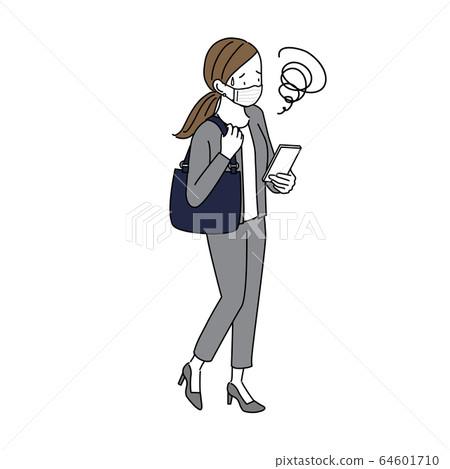 A woman wearing a mask and going to work A woman wearing a mask and going to work 64601710