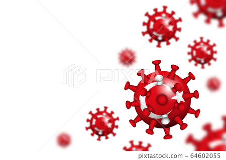 COVID-19 . 3D floating corona virus with Turkey COVID-19 . 3D floating corona virus with Turkey 64602055