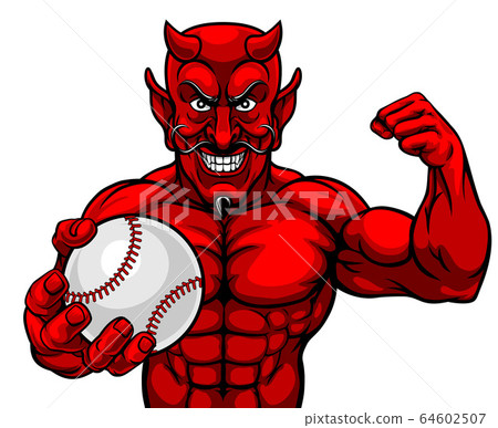 Devil Baseball Vector Devil Baseball Sports Mascot Holding Ball - Stock Illustration ...